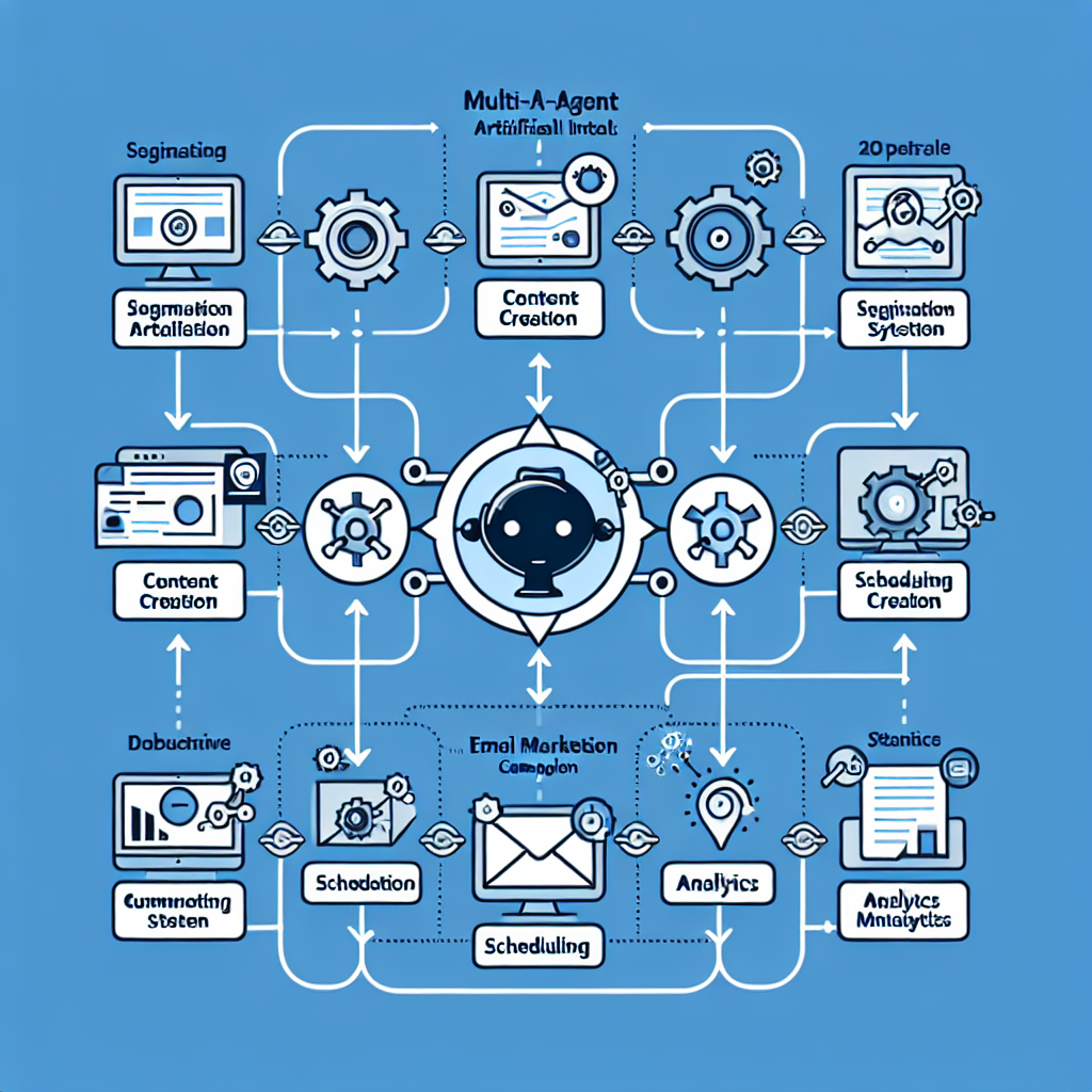 Multi-agent AI collaboration workflow diagram for email marketing