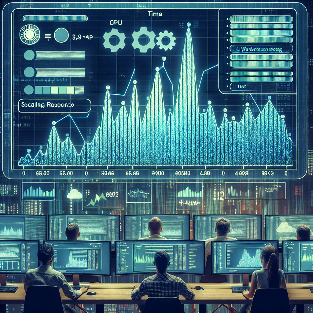 Server CPU usage spike and automated scaling graph